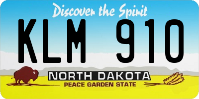 ND license plate KLM910