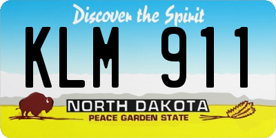 ND license plate KLM911