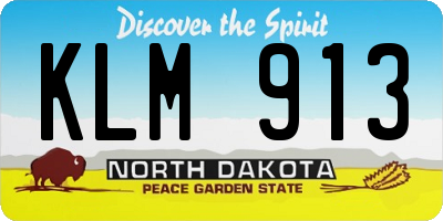 ND license plate KLM913