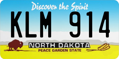 ND license plate KLM914