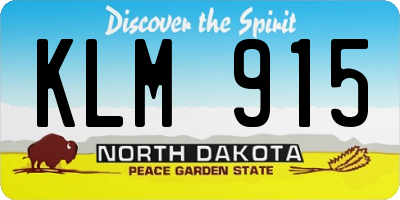 ND license plate KLM915
