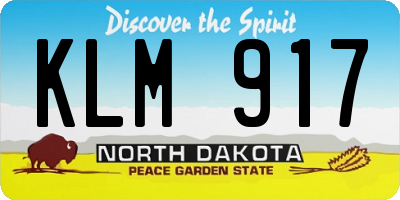 ND license plate KLM917