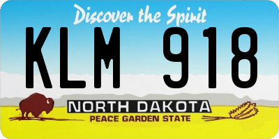 ND license plate KLM918
