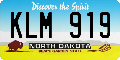 ND license plate KLM919