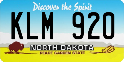 ND license plate KLM920