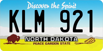 ND license plate KLM921