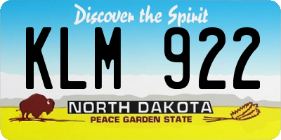 ND license plate KLM922
