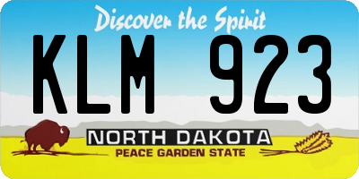 ND license plate KLM923
