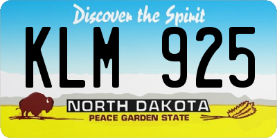 ND license plate KLM925