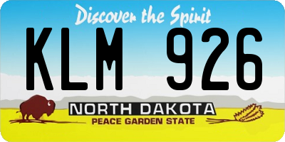 ND license plate KLM926