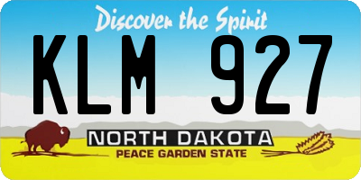 ND license plate KLM927