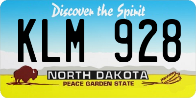 ND license plate KLM928
