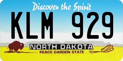 ND license plate KLM929