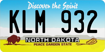 ND license plate KLM932