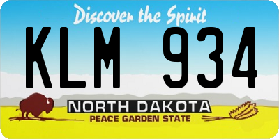 ND license plate KLM934