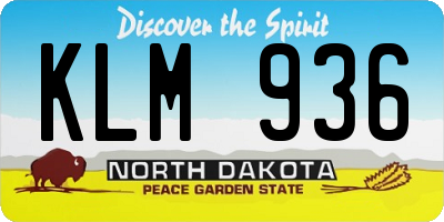 ND license plate KLM936