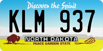 ND license plate KLM937