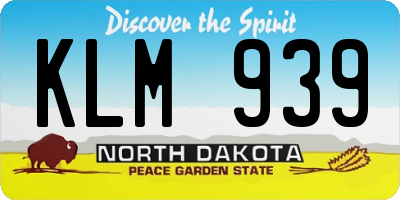 ND license plate KLM939