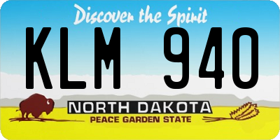 ND license plate KLM940