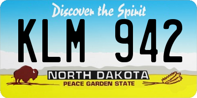 ND license plate KLM942