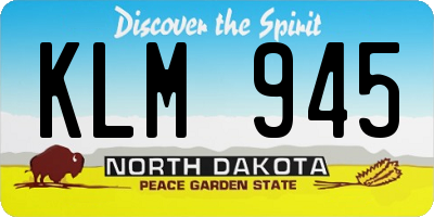 ND license plate KLM945