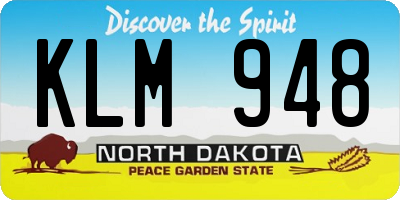 ND license plate KLM948