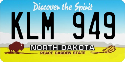 ND license plate KLM949