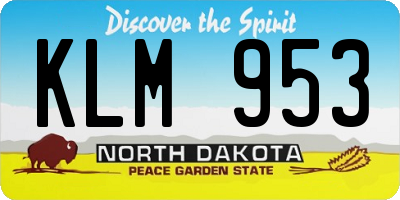 ND license plate KLM953