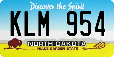ND license plate KLM954