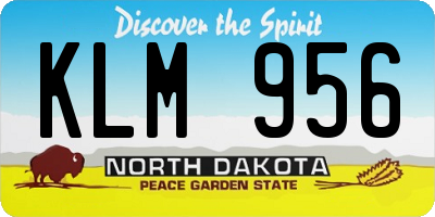 ND license plate KLM956