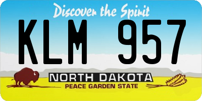 ND license plate KLM957