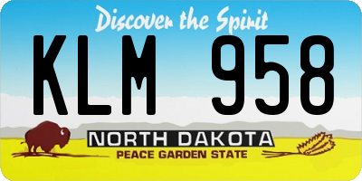 ND license plate KLM958