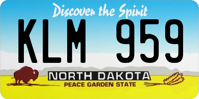 ND license plate KLM959