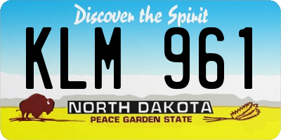 ND license plate KLM961