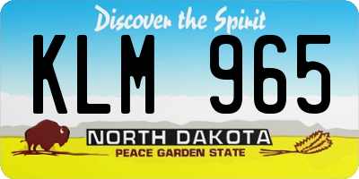 ND license plate KLM965