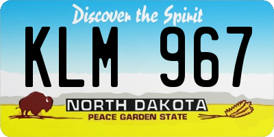 ND license plate KLM967
