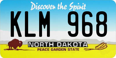 ND license plate KLM968