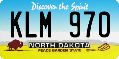 ND license plate KLM970