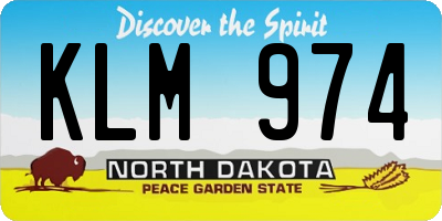 ND license plate KLM974