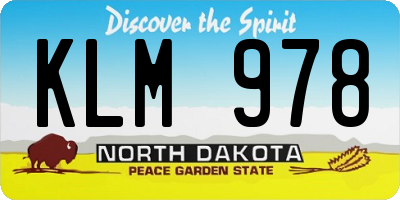 ND license plate KLM978