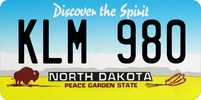 ND license plate KLM980