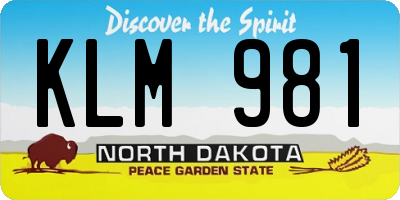 ND license plate KLM981