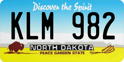 ND license plate KLM982