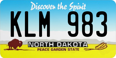 ND license plate KLM983