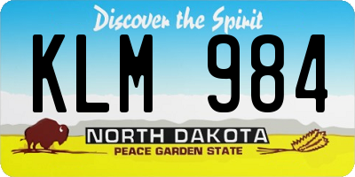 ND license plate KLM984