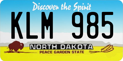 ND license plate KLM985