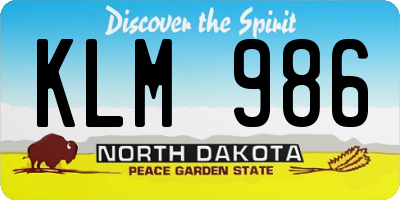 ND license plate KLM986