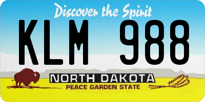 ND license plate KLM988