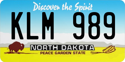 ND license plate KLM989