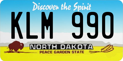 ND license plate KLM990